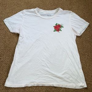 Off-white T-shirt with rose design